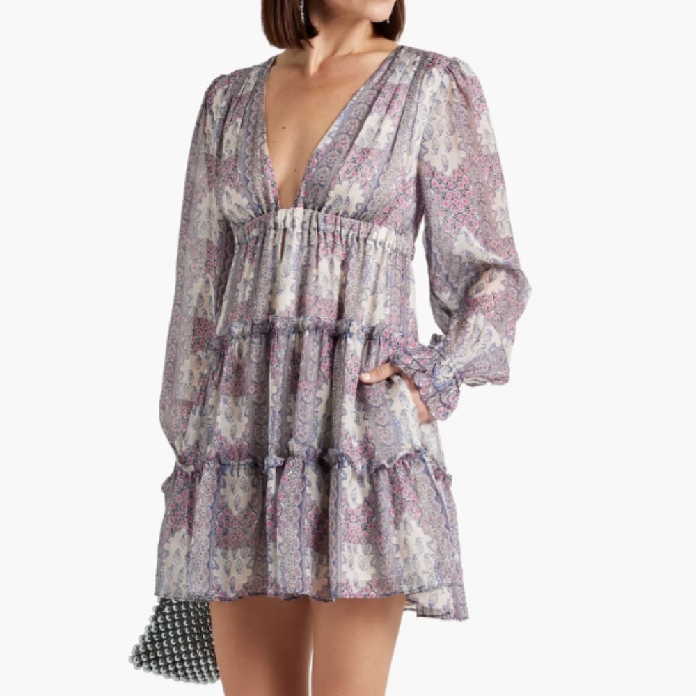 Venezia tiered floral-print silk-chiffon mini dress from CAMI NYC